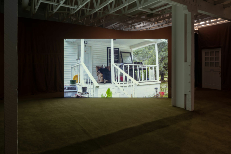 Installation view, Rodney McMillian, Brown: Images from The Black Show, The Underground Museum, Los Angeles, CA, October 5, 2019-February 16, 2020.