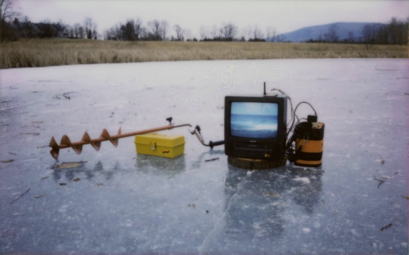 Kate Dollenmayer, Found Her, 2013, live video feed and ice augur. Art © Kate Dollenmayer